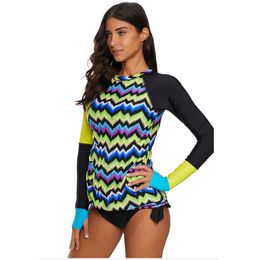 Rashguard Women Swimwear Plus Size Long Sleeve Swimsuit Thong Two Pieces Swimwear Surfing Clothes Wetsuit Diving Suit Big Size Rash Guard