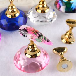1 Set Magnetic Alloy Nail Holder Practice Display Stand Acrylic Crystal Holders False Nail Tip Salon DIY Manicure Tools