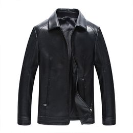 Mens Windbreaker Genuine Leather Sheepskin Mid-Long Leather Jackets Winter Motorcycle Coats Solid Slim Fit Outerwear 801