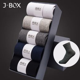 J-BOX 5 Pairs a Lot Men's Cotton Socks 2019 New styles Black Business Men Socks Breathable Autumn Winter for Male US size 12