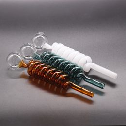 Multi-colors glass pipes Curved Oil Burners Pipe 9cm length 1.5cm Diameter ball Balancer Water smoking tube