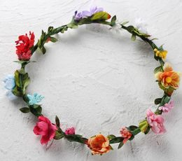 Girls Wedding Flower Crown Wreath Bohemian Vine Adjustable Yarn Garland Sweet Hair Bands Accessories For Bride Bridesmaid GB615