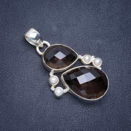 Natural Charoite and River Pearl Handmade Unique 925 Sterling Silver Pendant 1 3//4 T1108