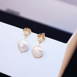 New trendy Classic fashion designer elegant Irregular pearl pendant drop stud dangle chandelier earrings for woman girls