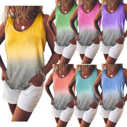 Spot 2021 European spring and summer Tanks casual gradient Colour head round neck comfortable vest support mixed batch