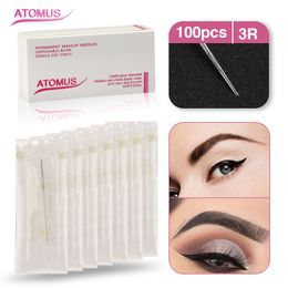 100pcs Disposable Microblading 3R Needles Tool Permanent Makeup Eyebrow Tattoo Accessories Disposal Tool Eye Brow Supply