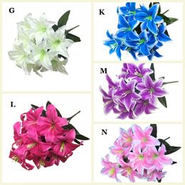 Easter Lily Simulation Wedding Lily Favour Lily Table Decoration Silk Fake Flower Artificial Flower Decorative Flowers Wreaths