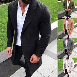 New Fashion Men Winter Warm Blends Jacket Coat Casual Lapel Outwear Overcoat Long Jackets Peacoat Mens Long Blend Coats