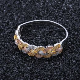 Wholesale-Hip-hop Zircon Bracelet Three Color Bangle Copper Jewelry for Men and Women Hot