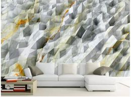 modern living room wallpapers Abstract geometric three-dimensional tapered marbled modern 3D background wall