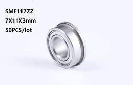 50pcs/lot ABEC-5 SMF117 SMF117ZZ SF677 SF677-ZZ ZZ flange Deep Groove Ball Bearing Stainless Steel Miniature mini 7*11*3mm 7x11x3mm