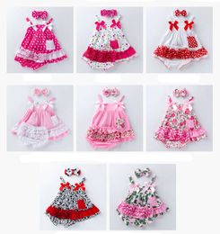 INS babies floral Chevron clothing set Camouflage Leopard toddler infant vintage outfits suspender tops+tutu shorts+headband 3pcs suit