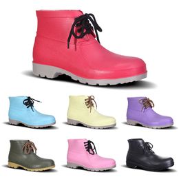 Cheap Men Rain Boots Low Labor Insurance Miner Shoes No-Brand Design Steel Toe Cap Black Yellow Pink Red Purple Dark Green 38-44