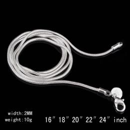 2MM Snake Chain 925 Silver Plated Snakes Bone Chains Women Choker Necklace Unisex Design 16 To 24 Inch Wholesale