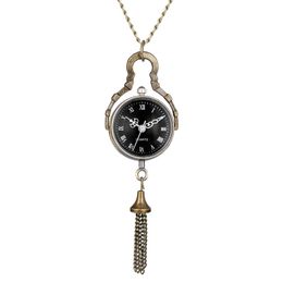 Antique Vintage Mini Glass Ball Bull Eye Design Pocket Watch Quartz Analogue Display Watches Necklace Chain for Men Women Gift