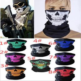 unisex Halloween Cosplay Bicycle Ski Skull Half Face Mask Ghost Scarf Bandana Neck Warmer Party headband Magic Turban balaclava DA373