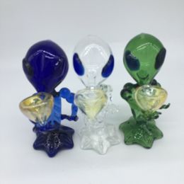 Colourful Pyrex Glass Bong Alien Shape G Smoking Philtre Tube Handpipe Handmade Pipe Portable Innovative Design High Quality DHL Free