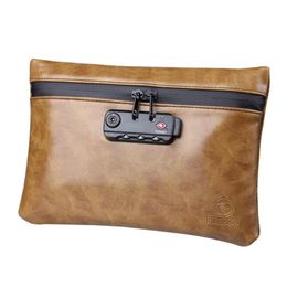 Portable Perfect Leather Stash Bag Lined Travel Case Handbag Password Lock For Lighter Spices Grinder Herb Tobacco Smoking Handpipe DHL Free