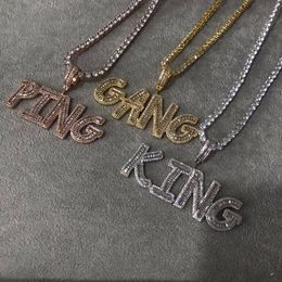 Custom High Quality New font hiphop 18k gold plated name CZ pendant