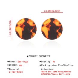 Fashion- Print charm earrings for women Korean style fashion square round ear studs girl simple Acrylic resin Jewellery free shipping