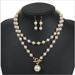 European and American fashion pearl necklace adjustable neckband multi color long sweater chain suit