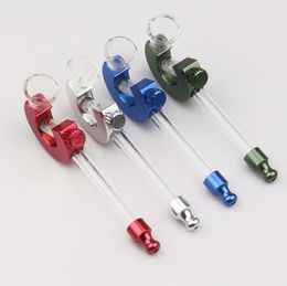 Hot-selling C-shaped glass pipe with filter beads metal pipe portable plastic pipe