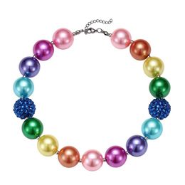 Girl Rainbow Colourful Necklace Children Candy Colour Chunky Bubblegum Beads Necklace Kids Party Jewellery gift Accessories