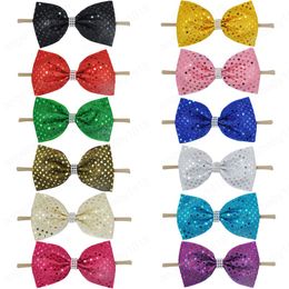 New 4.7 Inch Kids Girls Lovely Bling bling Bow Headband Baby Girls Rhinestone Soft Bow Elastic Hair Accessories Headwear