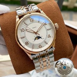 New 40mm Fifysix 4000E/000R-B438 Automatic Moon Phase Mens Watch Black Dial 4600 Two Tone Rose GoldA Steel Bracelet Watchdes Hello_Watch