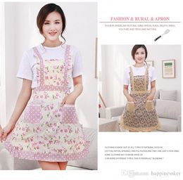 Women Aprons with Pocket Cooking Ruffle Chef Floral Kitchen Restaurant Princess Apron Polyester Kindergarten Clothes Bib with Pockets 20Pcs