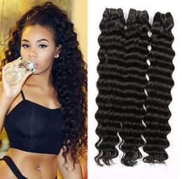 Indian Deep Wave 3 Bundles Unprocessed Human Virgin Deep Curly Hair 8-28 Inches Natural Colour Weaving Machine Double Weft