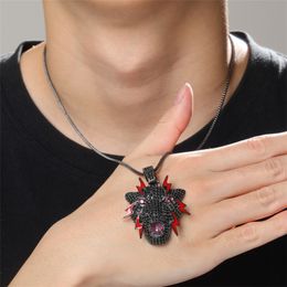 Hotsale Mens Hiphop Jewelry Black Gold Color Top CZ Dragon Pendant Necklace Nice Gift for Boy Friend