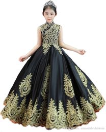 Crystal Flower Girls Dresses For Weddings Ball Gown Beaded Sequins Sweep Train Cheap Girl Communion Dress