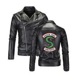 Southside Riverdale Turn-down collar Leather Jackets Serpents Men Riverdale Streetwear Leather Brand south side serpents