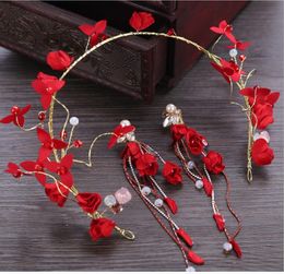 New Chinese wedding wedding dress head flower earrings hair accessories