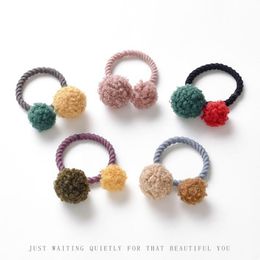 10 styles Hair ball candy Colours hair ring women girls rubber band simple plush head rope hair accessories