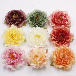 LOT 10PCS Large 12cm Peony Artificial Flower Heads DIY Handmade Headclip Wreath Crafts Wedding Bouquet flores artificiais