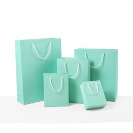 11 Size High quality Blue kraft paper bag with handle Wedding Party Favor Paper Gift Bags LX0698