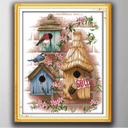 Log cabin Handmade Cross Stitch Craft Tools Embroidery Needlework sets counted print on canvas DMC 14CT  11CT