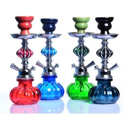Portable Hookah Shisha Set Water Smoking Pipe 280mm Mini Colorful Glass Lantern Shape Bar Pub Sheesha Narguil Nargile Kit Accessories