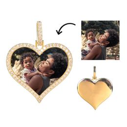 NEW Custom Made Photo Heart Medallions Necklace & Pendant With 4mm Tennis Chain Cubic Zircon Men's Hip hop Jewellery