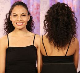 140g Afro Human hair drawstring ponytail for black women clip human hair extension natural black 1b