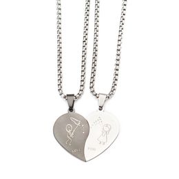 Couples Heart Love Sweethearts Pendant Necklace Stainless Steel Jewellery Romantic Love You Jewellery