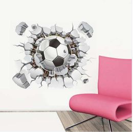 50*40cm Modern Large 3D Broken Wall Football Environment Layout TV Background Wall Decoration Removable Wall Stickers