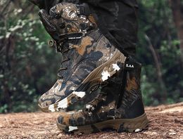 Fashion men high top camouflage waterproof combat boots antiskid military boots tactical fitness training yakuda local online store 2022