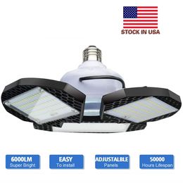 LED Garage Lights 60W 80W E26/E27 6000LM Deformable Ceiling Lighting for Full Area LED Light Bulbs for Workshop barn Warehouse