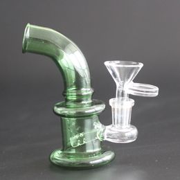 4 Inches Mini Green Glass Bong Hookahs Showerhead Inline Recycler Oil Dab Rig Water Pipes with 14mm Bowl