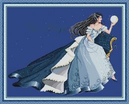 The moon fairy home cross stitch kit ,Handmade Cross Stitch Embroidery Needlework kits counted print on canvas DMC 14CT /11CT