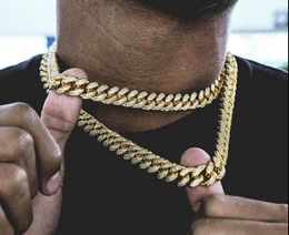 14k Miami Cuban Link Diamond Iced Out Gold Plated 24" Hip Hop Chain Necklace