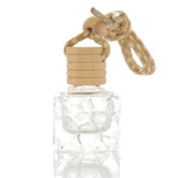 10ML Car Hanging Perfume Bottle Mini Refillable Cube Glass Perfume Empty Bottles Air freshener Essential Oils diffuser Container LX8696